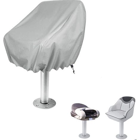 Coprisedile marino in 2 pezzi (56x61x64 cm) - Tessuto Oxford resistente ai raggi UV, agli agenti atmosferici, all'acqua e alla polvere con cordino regolabile - Argento (1/5)