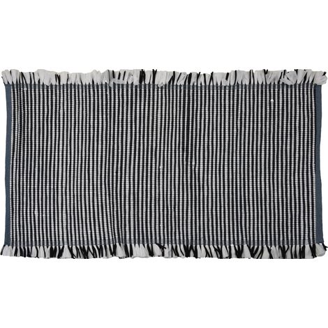Tapis bohème à franges, noir et blanc, 70 cm (1/3)