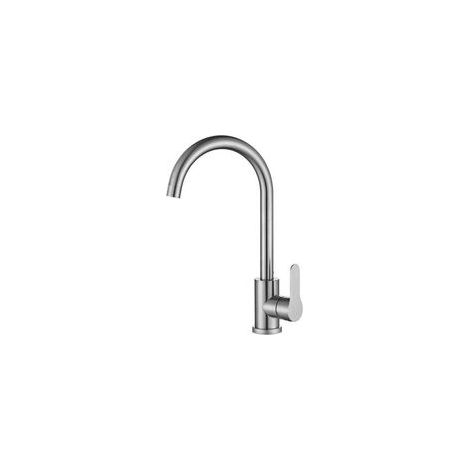 Robinet de cuisine en acier inoxydable 304 à poignée unique pour évier, mitigeur eau chaude/froide, rotatif, sans plomb (1/4)