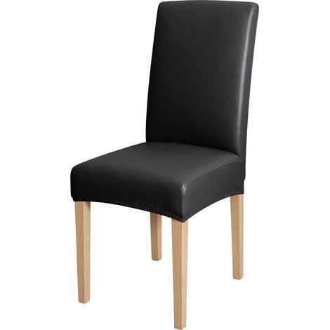Housse de chaise en similicuir noir