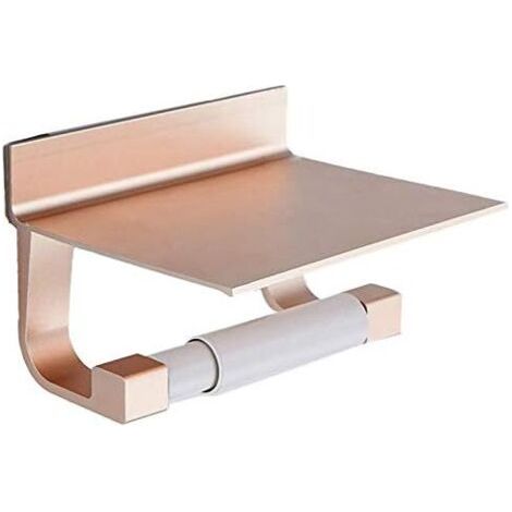 Toilet paper holder with shelf – rose gold