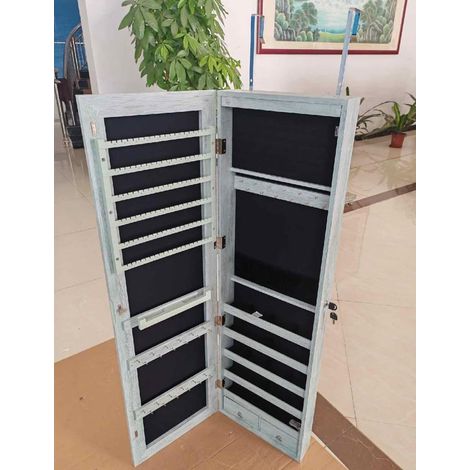 Armoire à Bijoux Mural Armoire Bijoux de Rangement 120 x 36 x 10 cm Bleu