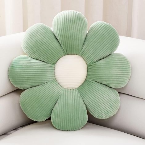 Cousin décoratif en fleur Sioloc, coussin de sol fleuri, coussin d'assise, décoration mignonne pour chambre et fauteuil (vert, 40 cm) (1/5)