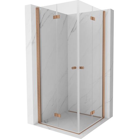 Mexen Mist-F Duo Duschkabine klappbar 110 x 110 cm, transparent, gebürstetes Kupfer - 8A6-110L-110P-65-00 (1/5)