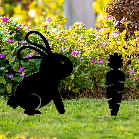 Carotte et lapin tridimensionnels en acrylique pour sol de patio extérieur, décorations de modélisation murale pour patio extérieur, décoration de jardin de ferme (1/4)