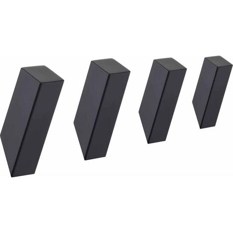 Lot de 4 crochets muraux noirs mats en acier inoxydable très résistants et pour salle de bain, chambre à coucher, entrée, manteau, vestiaire, garage, montage mural