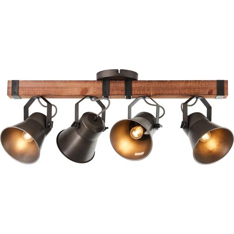 BRILLIANT Lampe, Decca Spotbalken 4flg schwarz stahl, 4x A60, E27, 10W, Holz aus nachhaltiger Waldwirtschaft (FSC) (1/5)