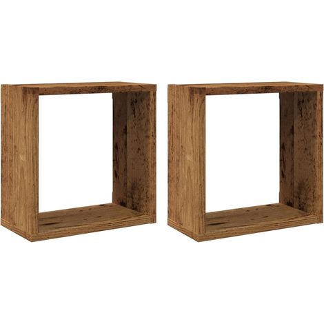 Étagères cube murales 2 pcs，Étagère flottante vieux bois 30x15x30 cm CFW28160 (1/5)