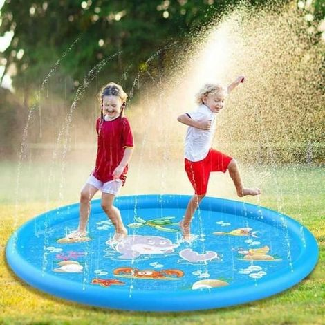SABIR-Tapis de jeu d'eau d'été de 100 cm pour enfants, idéal pour les activités aquatiques en extérieur, notamment pour les tout-petits et les bébés. (1/4)