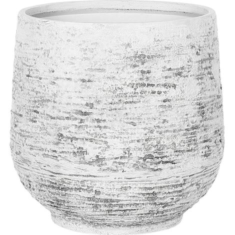 Grand Cache-Pot Gris Clair Rond en Fibre d'Argile et de Verre au Diamètre 53 cm, Pot de Fleurs Effet Pierre Idéal pour Extérieur et Intérieur Beliani