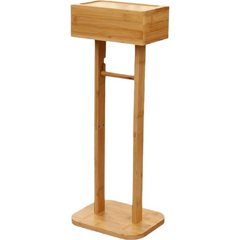 Porte Papier Toilette sans Percer avec étagère en Bambou (1/5)