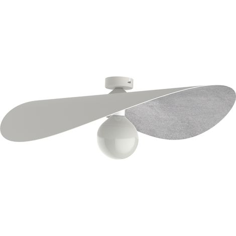 LUMICOM PIUMA Plafoniera, 1X E27, max 42W, metallo, bianco opaco/foglia argento, D.60cm