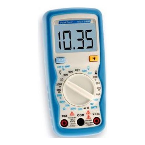 Multímetro PeakTech 1035 CAT III 600V pantalla LCD