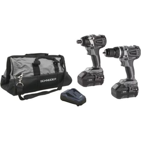 Pack perceuse + visseuse à chocs + batteries+ sac (1/3)