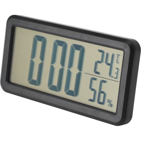 Réveil numérique électronique LCD portable noir avec thermomètre et hygromètre, fixation murale ou pose sur bureau pour dortoir (1/5)