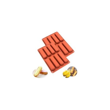Due stampi da forno in silicone, tra cui uno stampo per financier, uno stampo per éclair, uno stampo per mini-torte, uno stampo in silicone a 8 cavità, uno stampo per barrette di cereali, uno stampo p
