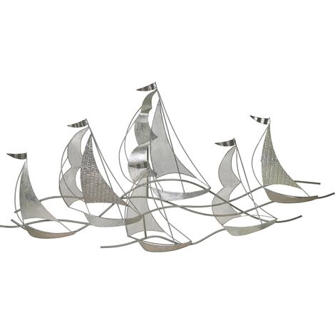 Decoración de pared barcos arte de pared de metal plateado estilo moderno Americium (1/5)