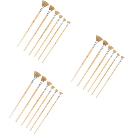 3 Ensembles Pinceaux Éventail Ergonomiques Set De Brosse Portable pour Aquarelle Et Huile pour Bricolage Et Art Créatif 6 Pièces  3 (1/5)