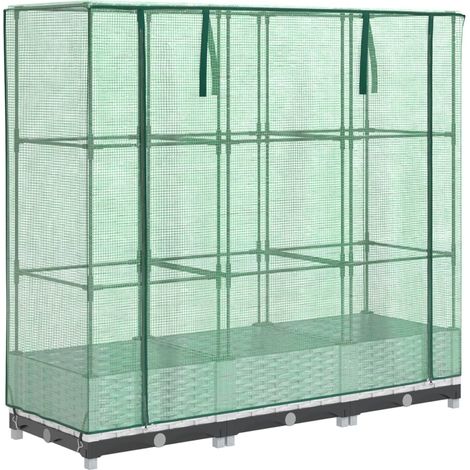 Fioriera rialzata per aiuola fioriera per terrazza giardino rialzato con copertura effetto rattan 120 x 40 x 123 cm bianco 020038734
