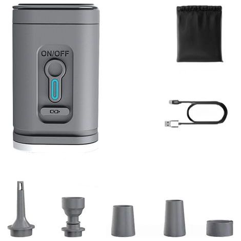 Pompe à air électrique EINNENFFER, accessoires inclus, fonction gonflage et dégonflage, ABS, multifonctionnelle, portable, rechargeable par USB, pour matelas gonflables, jouets de piscine, flotteurs, (1/5)