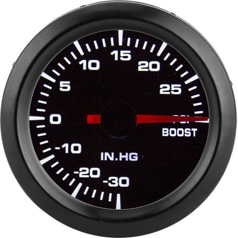 Turbo Boost Gauge, 2in 12V Turbo Boost Meter -30-30PSI Measuring Range Pressure Gauge Universal White Light. (1/4)