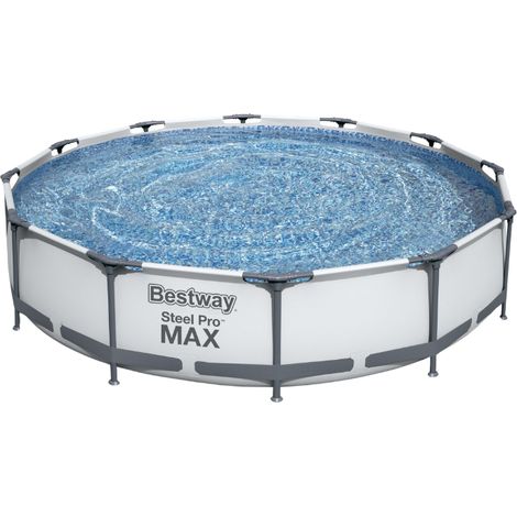 Bestway Piscine hors sol tubulaire ronde Bestway Steel Pro Max 366 x 76 cm gris clair