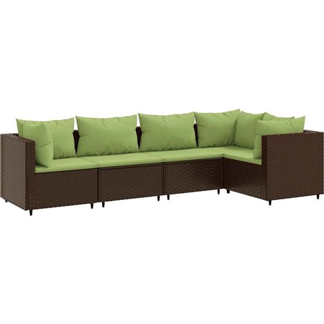 Maison Exclusive - 5-tlg. Garten-Lounge-Set mit Kissen Braun Poly
