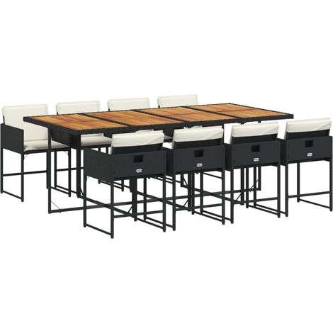 Maison Exclusive - Set da Pranzo da Giardino 9 pz con Cuscini Nero in Polyrattan