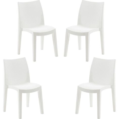 SET 4 SEDIE LADY IMPILABILE DA ESTERNO ED INTERNO BIANCA 55 X 48 X H86 CM (1/4)