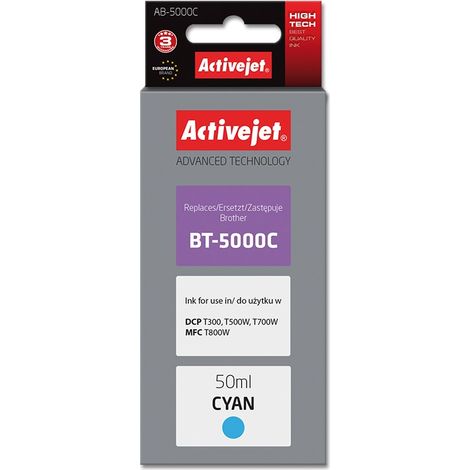 Activejet AB-5000C Ink Bottle (Replacement for Brother BT-5000C Supreme 50 ml cyan)