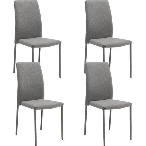 Set 4 Sedie Leda 42x52x96 cm in Tessuto Easy-Clean Gambe Rivestite in Tinta Grigio Scuro (1/5)