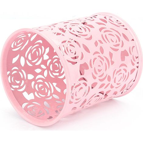 Porte-crayons Bureau Fleur Rose Motif Creux, Rangement Stylos Crayons, Organisateur Bureau, Lot Unique (1/3)