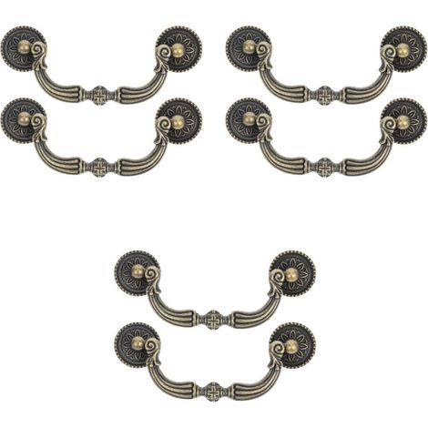 Lot de 6 poignées de meubles vintage Poignées de tiroir antiques pour armoires de cuisine, commodes et armoires Poignées de meubles de style européen Montage facile Décoratif (1/5)