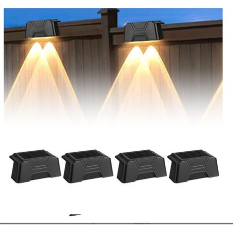 (Noir) Lampes Solaire Pour Jardins Extérieurs: 4 Pièces Étanches Lampes Solaire, Éclairage LED Pour Escaliers Extérieurs, Applique Murale IP65 Pour Allée Jardin Terrasse Clôture (1/5)