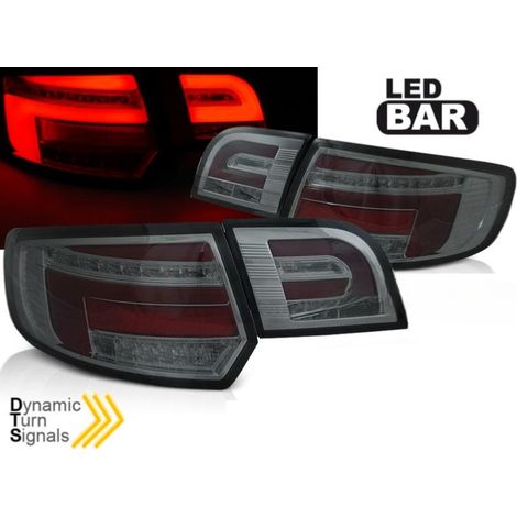 Paire de feux arriere Audi A3 8P sportback de 2008 a 2012 FULL LED BAR rouge fume (1/5)