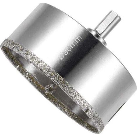 Scie cloche diamantée avec mèche pilote de centrage, diamantée, pour verre, carrelage, céramique, marbre (90 mm) (1/5)