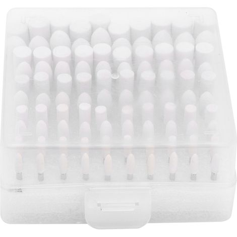 Ortviai Têtes de meulage en laine pour polissage miroir et verre – 100 pièces, cylindriques et coniques, diamètre manche 3 mm (1/5)