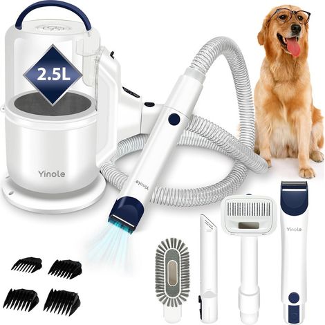 Aspirateur de toilettage pour chiens Yinole P50 – 12 kPa, réservoir 2,5 L, avec tondeuse, kit de toilettage et outils de nettoyage