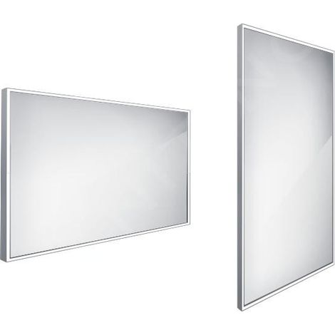 Nimco - Miroir avec éclairage LED, 120x70 cm, carré, aluminium ZP 13006 (1/3)
