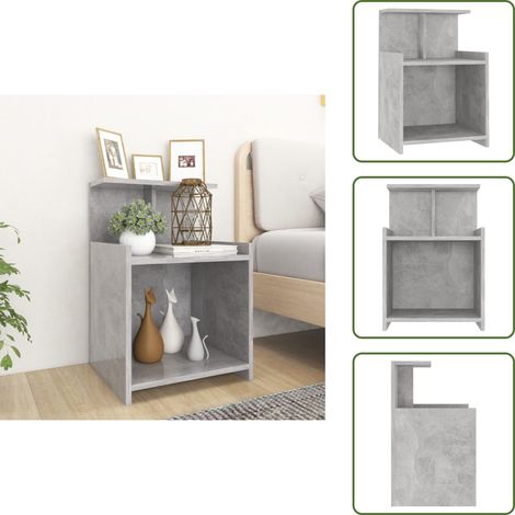 Table de chevet Gris béton 40x35x60 cm Aggloméré - Table De Chevet - Meuble De Chambre - Table Nuit - Rangement - Armoire De Lit