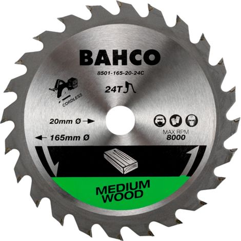 Bahco 24-Zähne Kreissageblätter für Akku-Kreissägen in Holz 136 mm x 20 mm