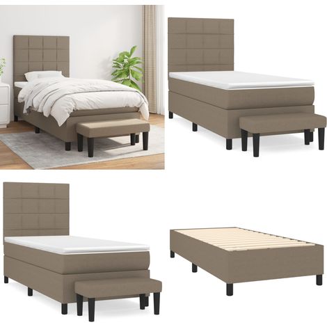Sommier à lattes de lit avec matelas Taupe 100x200 cm Tissu - Lit Plateforme - Lit Double - Matelas Ressorts Ensachés - Literie Taupe - Meuble Chambre - Home & Living (1/5)
