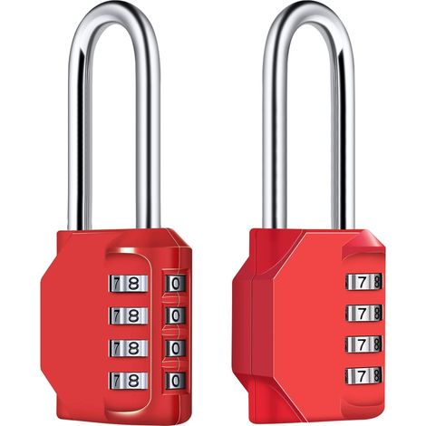 Ce cadenas rouge de 6,7 cm de long est à combinaison. Étanche, il possède une combinaison à 4 chiffres et est fabriqué en métal résistant aux intempéries et en acier galvanisé. Il convient aux écoles