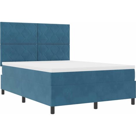 Cama Box Spring LED Azul Oscuro 160 x 200 cm Terciopelo vidaXL (1/5)