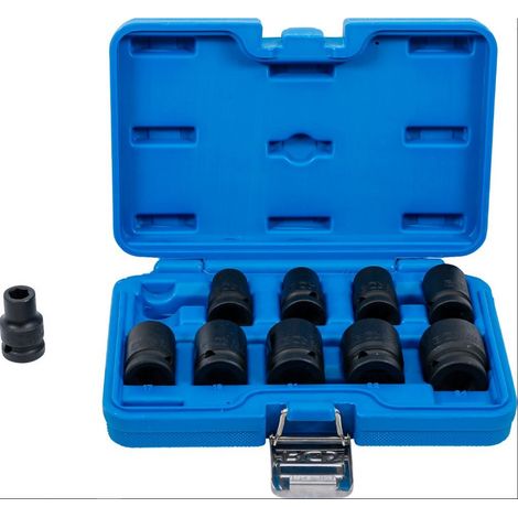 Jeu de 10 douilles a choc bgs impact courtes 6 pans carre 1/2 de 10 à 24 mm (1/4)