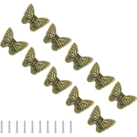 Poignée de tiroir en alliage, style moderne, étoile de mer et papillon, à un trou, pour tiroir, armoire ou penderie, couleur bronze vert.