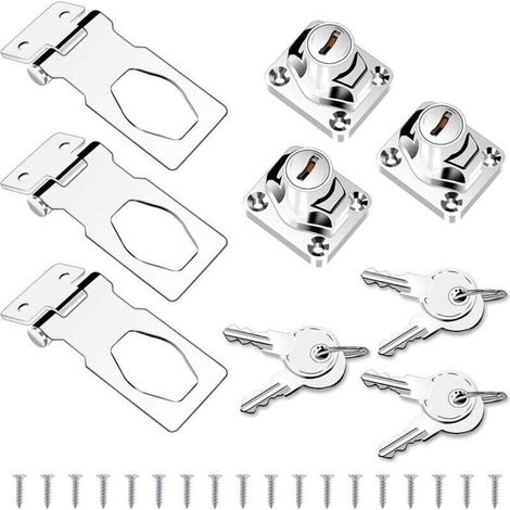 Lot de 3 cadenas avec clés et vis pour portes, armoires, tiroirs (1/4)