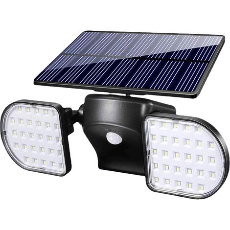 Lampe solaire extérieure 56 LED à 3 têtes avec détection infrarouge, éclairage de jardin IP65 pour cour, allée, terrasse et espace paysager, 1,5 W, 4,2 V (1/4)