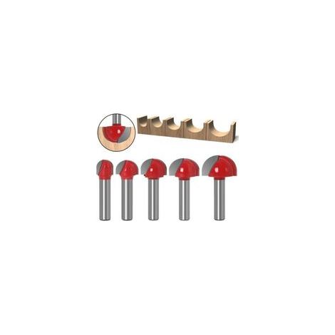 5 Pcs 8mm Fraise à Fond Rond Bois, Fraise Defonceuse, Gravure Fin Mill Outil de Coupe, Fraise à Bois Raboter Outil de Travail du Bois (5) (1/4)