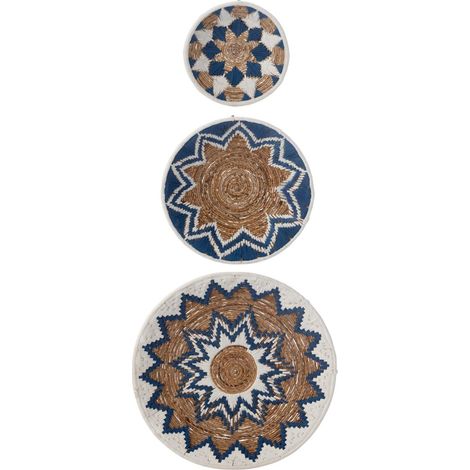 Lot de 3 Déco Murales "Branche Bananier" 76cm Bleu Foncé (1/3)